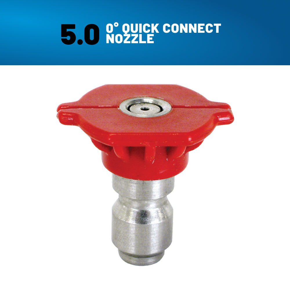 0° Quick Connect Spray Pressure Washer Red Nozzle - 5.0 Orifice