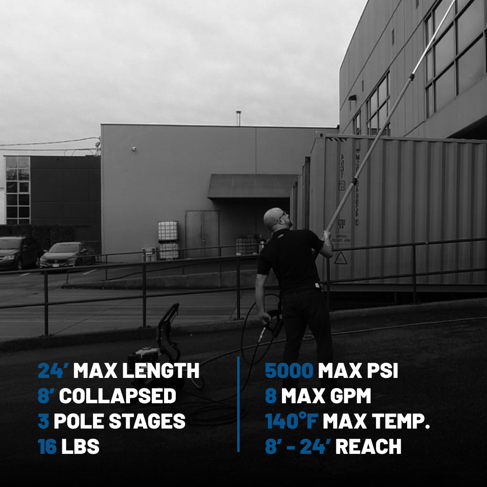 24' Telescoping Pressure Washer Wand Extended Reach