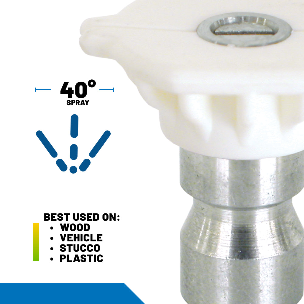 3.5 Quick Connect Pressure Washer Nozzle Set with 0°, 15°, 40°, and Soaper Nozzles