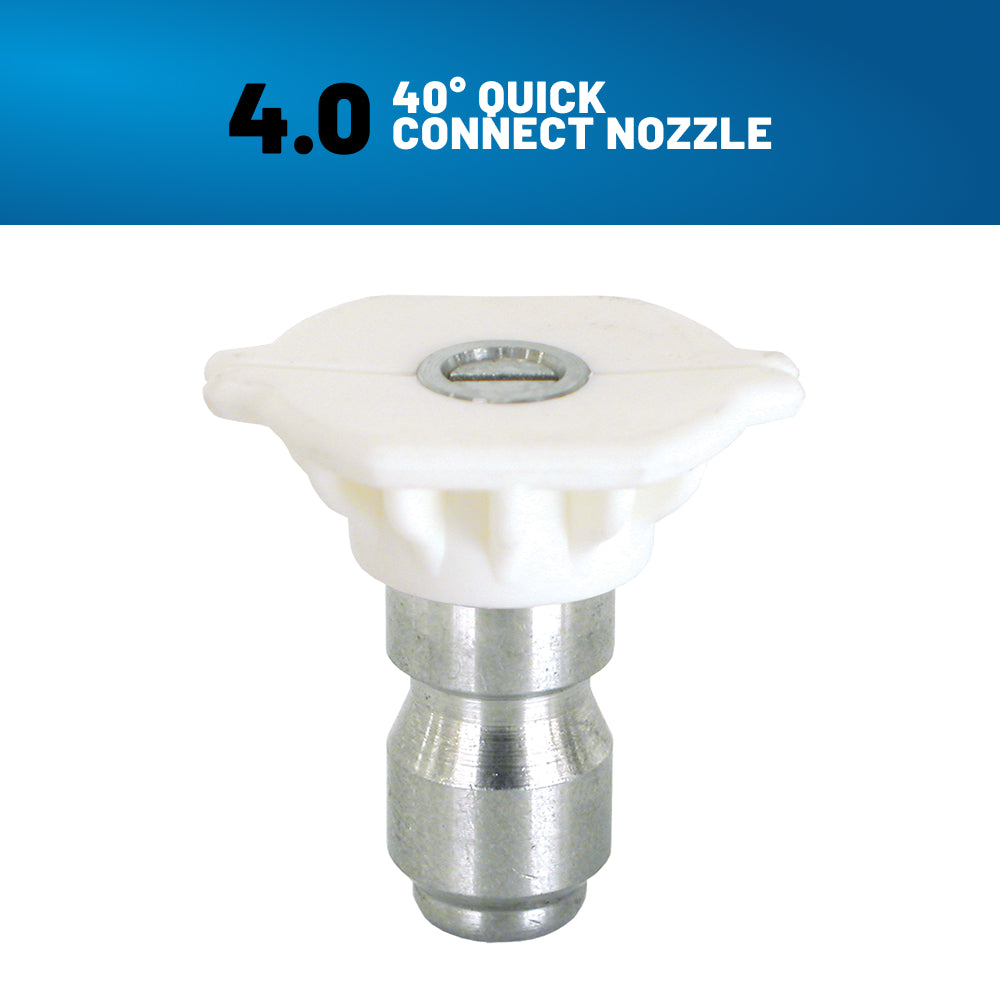 40° Quick Connect Spray Pressure Washer White Nozzle - 4.0 Orifice
