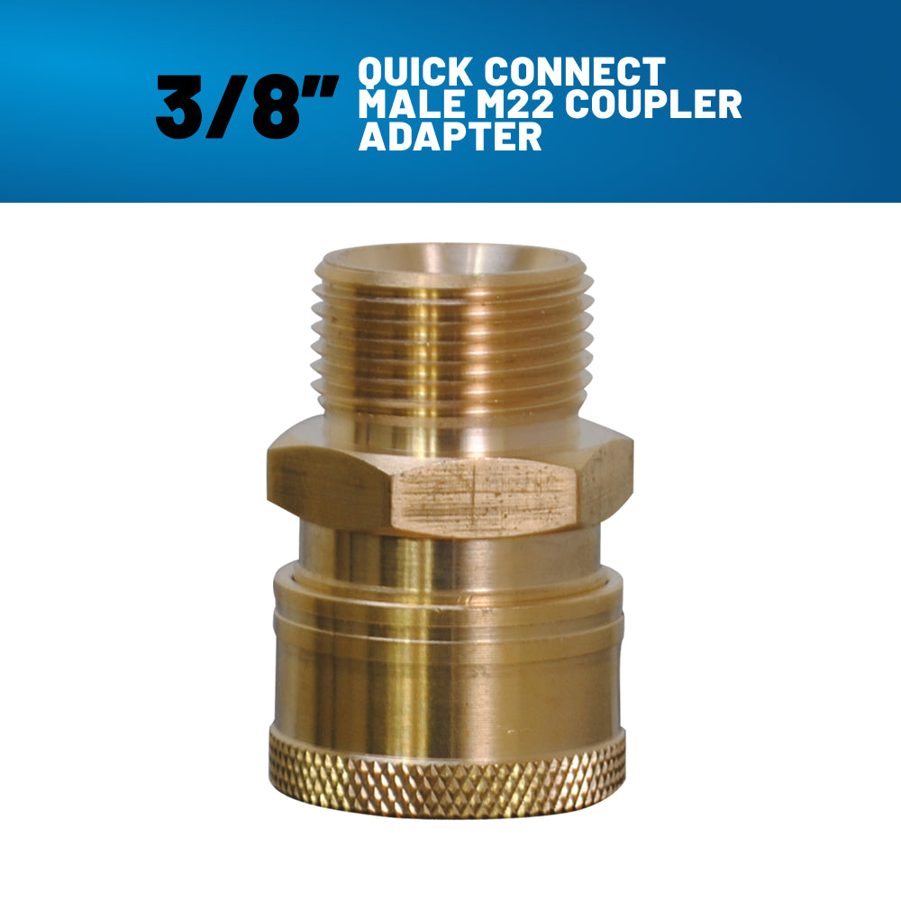 3/8" Male M22 x 3/8" MNPT Brass Coupler