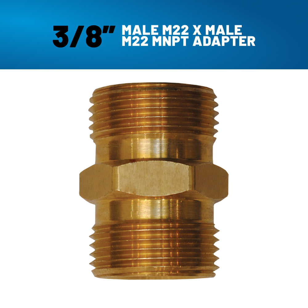 3/8" Male M22 x Male M22 MNPT Adapter Fitting