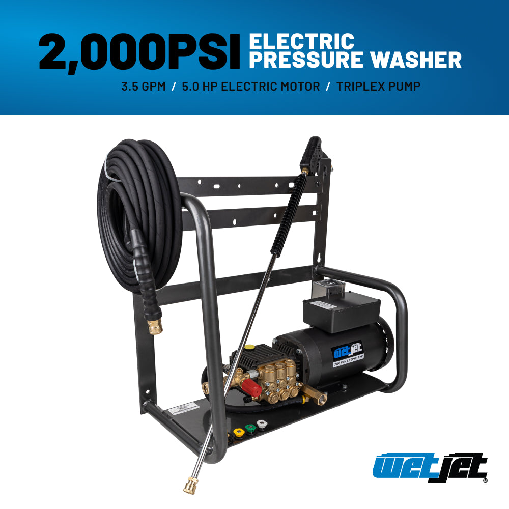 2000PSI 3.5GPM 5HP Electric Pressure Washer with Triplex Pump - WJ2050FG