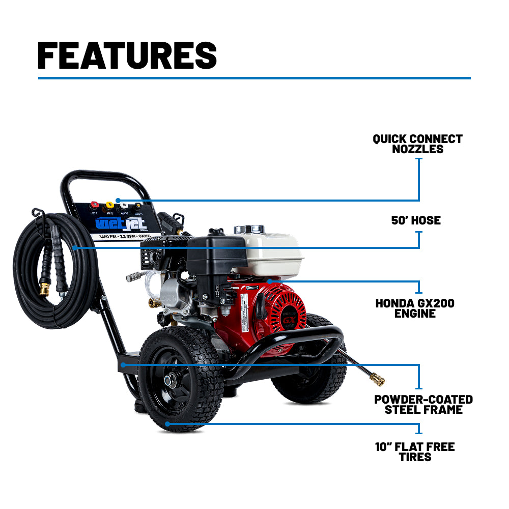 3200PSI 2.8GPM Gas Pressure Washer with Axial Pump - WJ3265HA