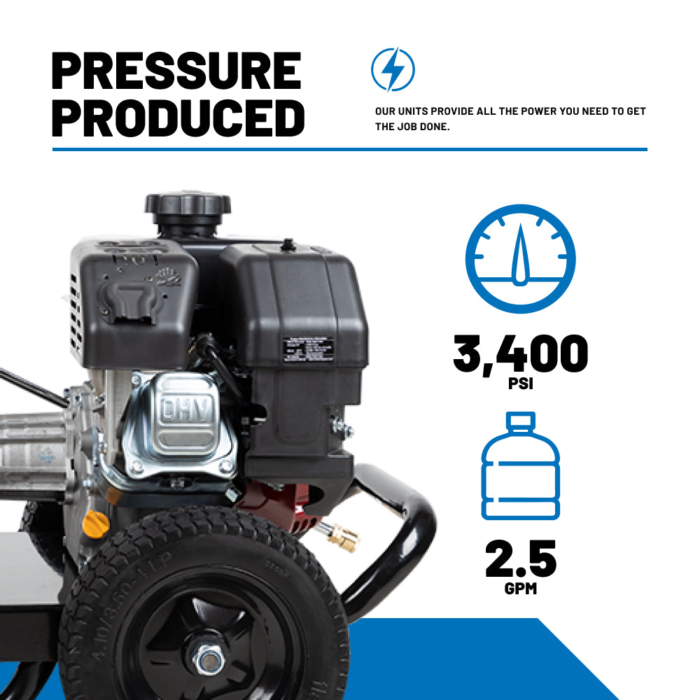 3400PSI 2.5GPM Gas Pressure Washer with Triplex Pump - WJ3475PX