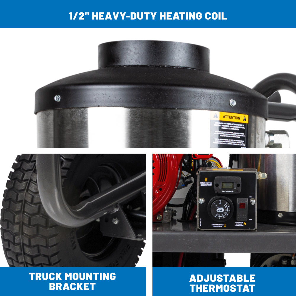 4000PSI 4.0GPM Hot Water Pressure Washer with Triplex Pump - WJHW4013HA