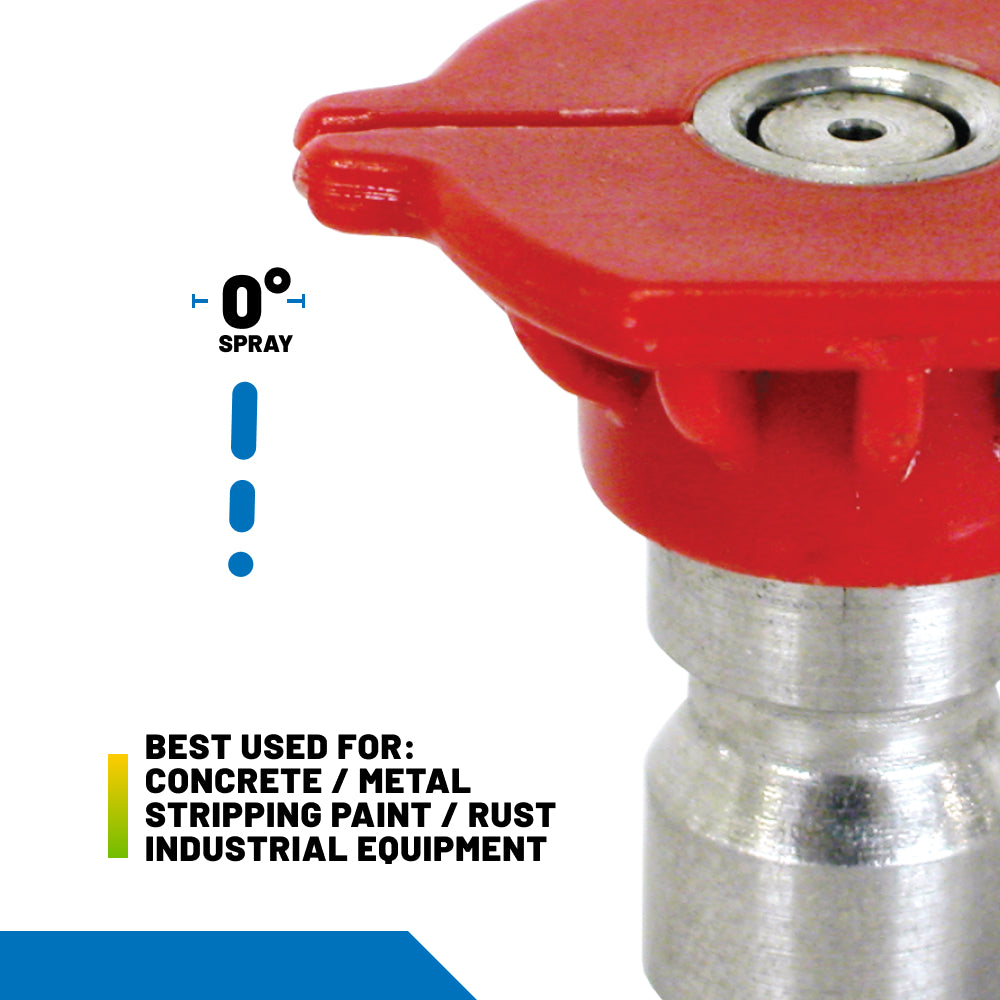0° Quick Connect Spray Pressure Washer Red Nozzle - 5.0 Orifice