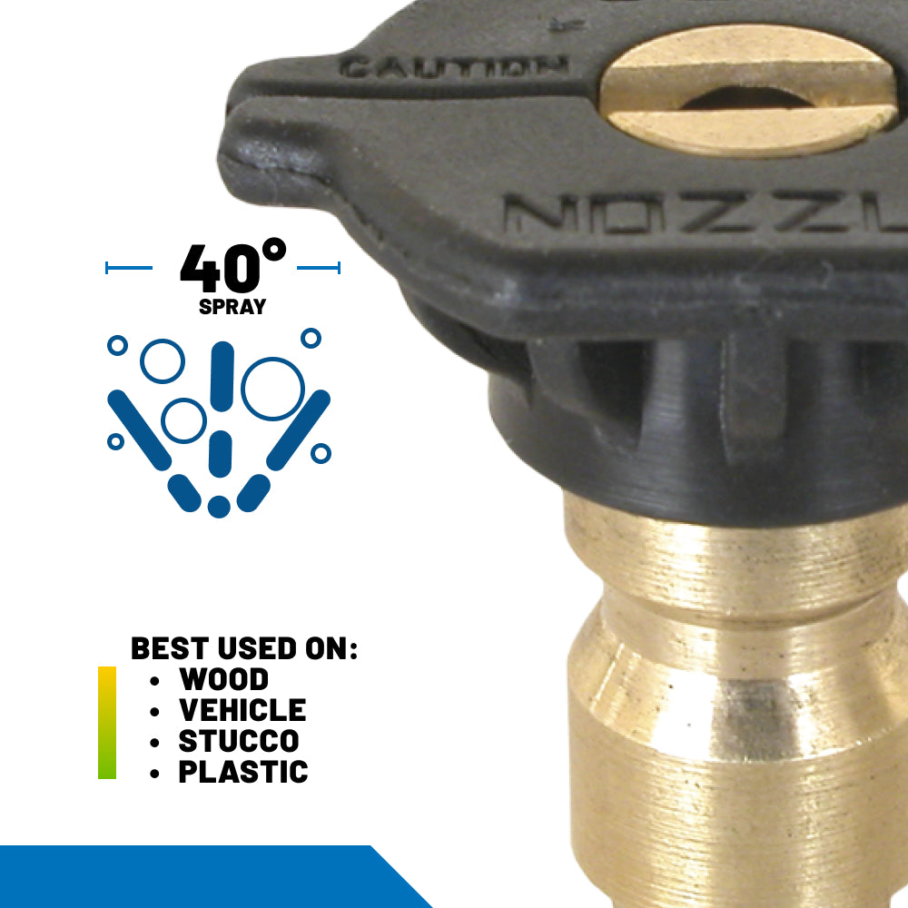 3.0 Quick Connect Pressure Washer Nozzle Set with Holder & Clip 0°, 15°, 40°, & Soaper