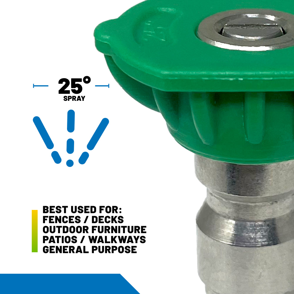 25° Quick Connect Spray Pressure Washer Green Nozzle - 4.0 Orifice