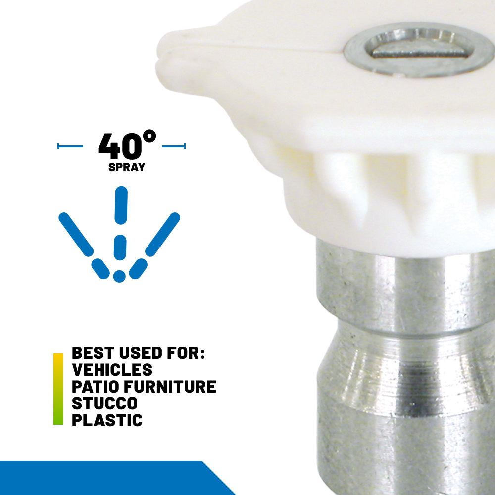 40° Quick Connect Spray Pressure Washer White Nozzle - 3.5 Orifice