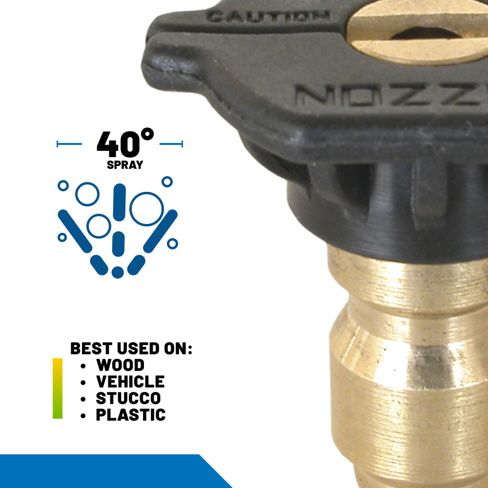 65° 1/4" Quick Connect Chemical Pressure Washer Brass Nozzle - 4.0 Orifice