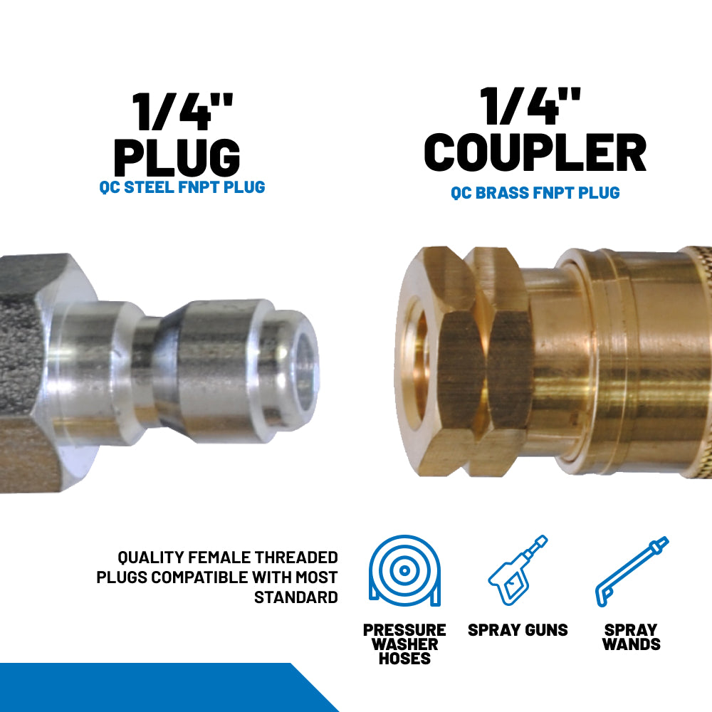 1/4" & 3/8" Female Quick Connect Coupler and Fitting Kit