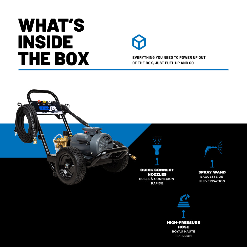 1500PSI 2.0GPM 2HP Electric Pressure Washer with Triplex Pump - WJ1520EW1A