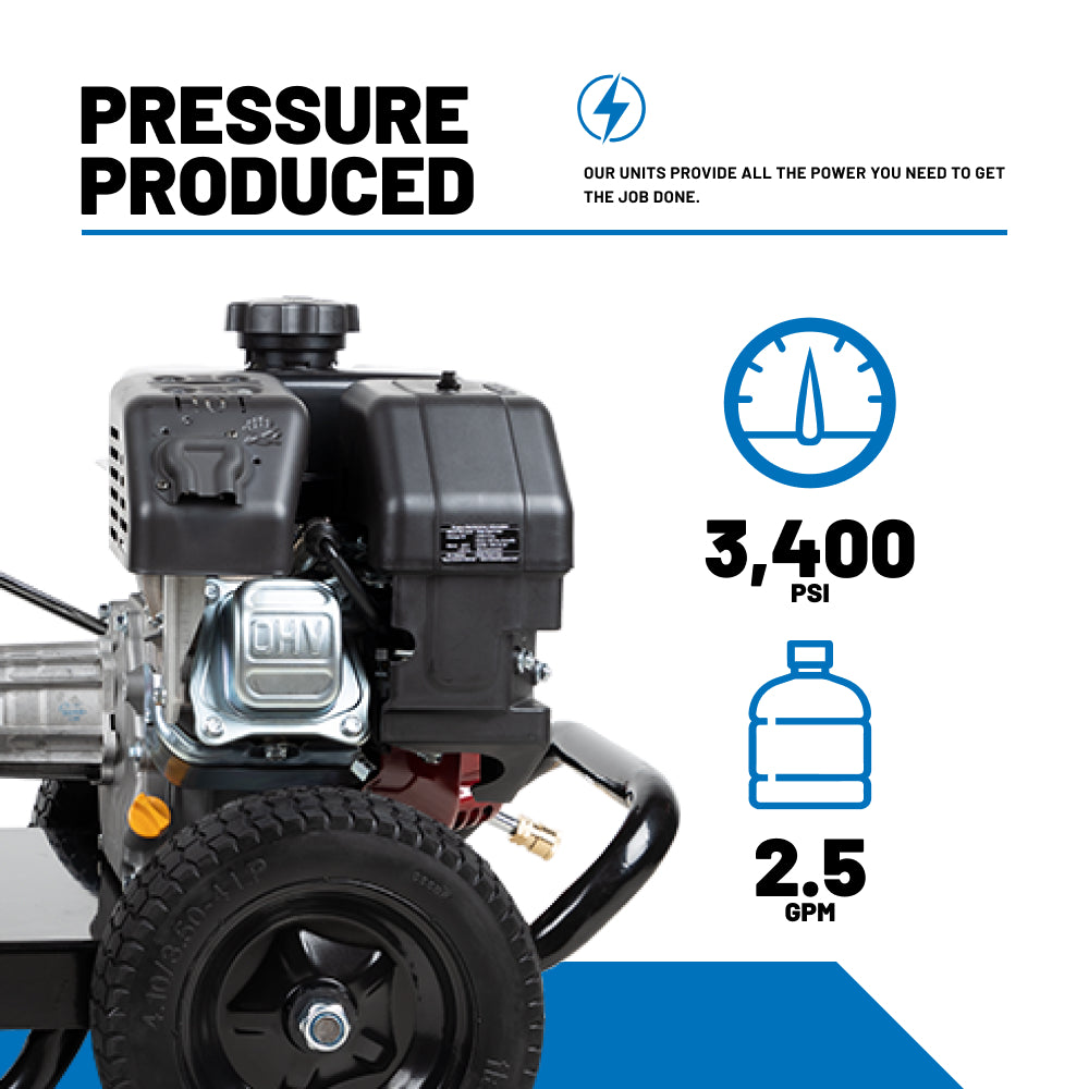 3400PSI 2.5GPM Gas Pressure Washer with Axial Pump - WJ3475PX