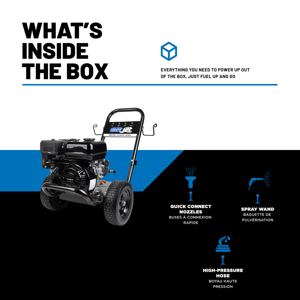 3400PSI 2.5GPM Gas Pressure Washer with Triplex Pump - WJ3475PX